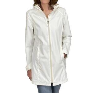 Liv Outdoor Marley Longline Rain Jacket Size S New $80 Hooded Off White Lined